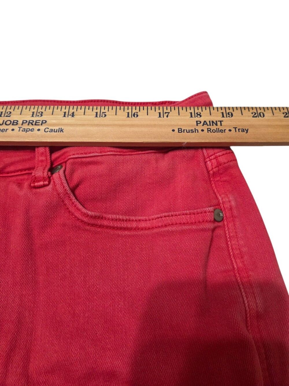 Judy Blue Wide Leg Cropped Jeans Red Garment Dyed Raw Hem High Rise 20W F14.1 - Picture 5 of 10